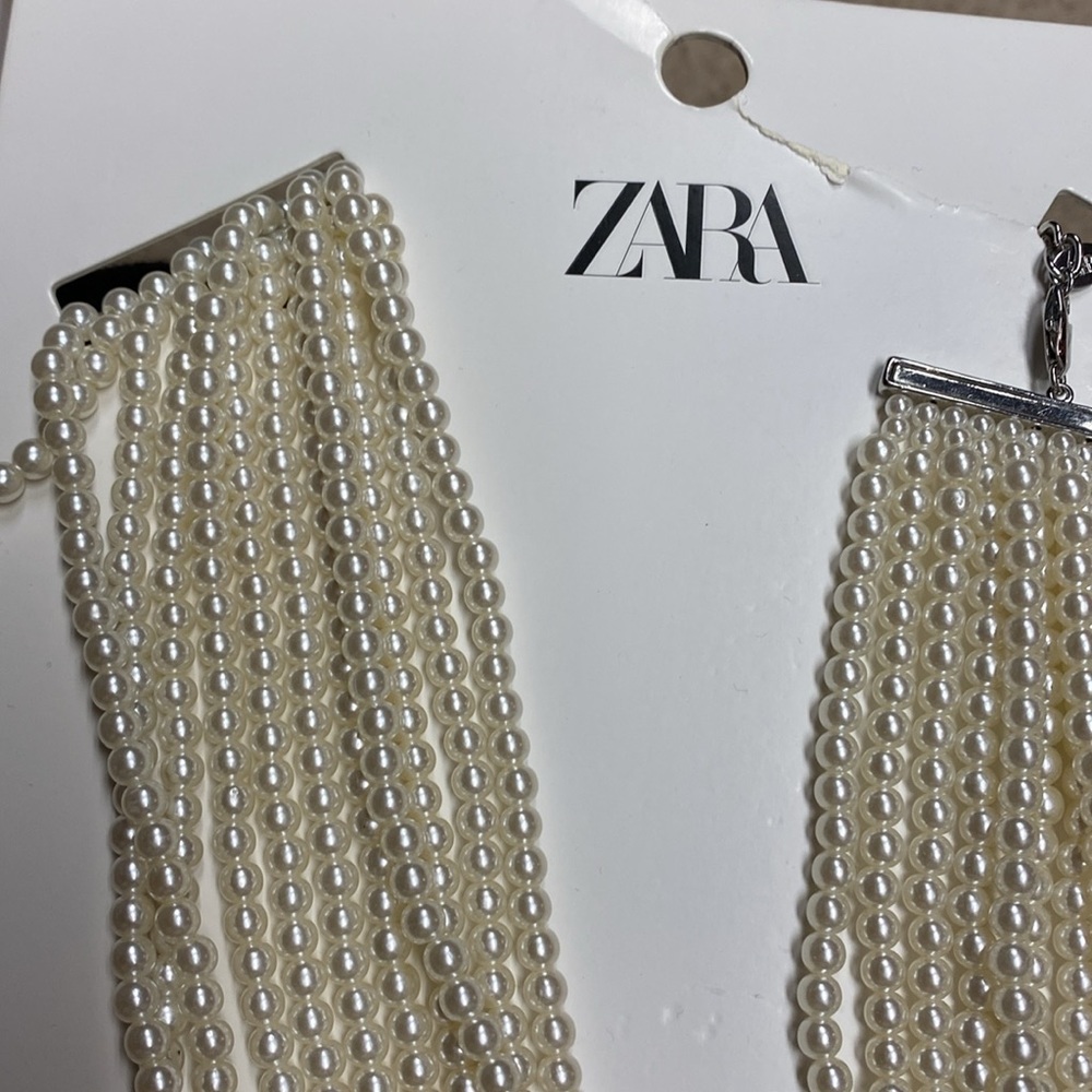 NWT. Zara Pearl Waterfall Necklace. - Picture 5 of 7